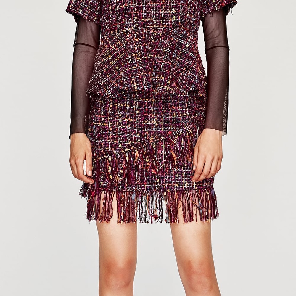 Zara Tweed Purple Mini Skirt NWT